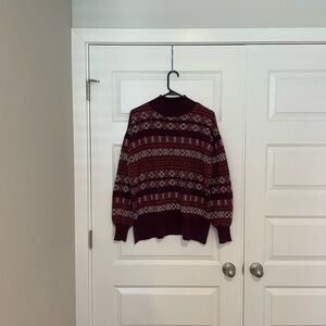 Men's Burgundy Patterned Sweater